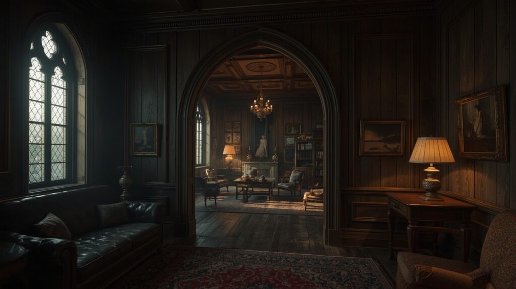 Lucid Realism cinematic photo closeup of Ultra realistic gothi 0 - Grand Boudoir Gothic Home Interior: Living With Memory Instead Of Decoration