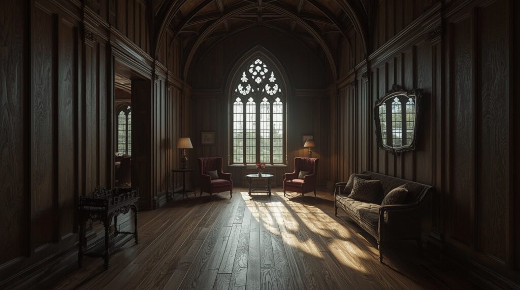 Lucid Realism retro style photography of Ultra realistic gothi 0 - Grand Boudoir Home design today often aims at reducing work. Smooth finishes make upkeep easier, room arrangements clear paths through spaces, while brightness fills each area - leaving little hidden. Still, a different impulse runs parallel: wanting rooms that do not wipe out intricacy, yet frame it deliberately.