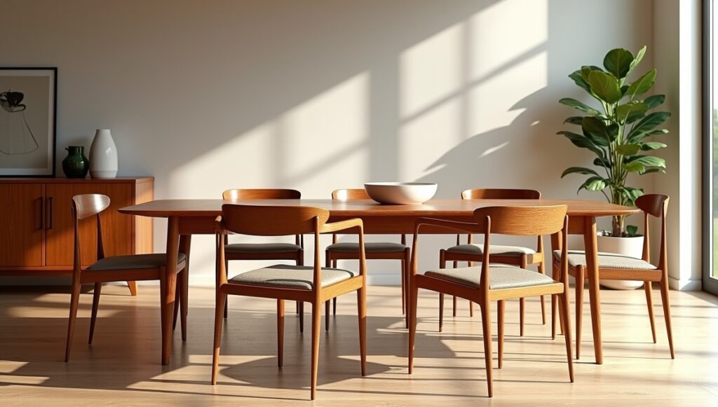 From the jazz-age dining rooms of the 1920s to the clean-lined optimism of the 1970s, a truly vintage table and chairs set carries its era in the grain of its timber and the logic of its joinery. Today’s market for vintage table and chairs for sale is booming—not only because these sets photograph well, but because they were often built to be lived with: solid teak and walnut, stout oak frames, steam-bent bentwood curves, chrome accents from the machine age, and upholstered seats that once signaled modern comfort. Yet the surge in demand has also blurred the line between authentic period pieces and clever reproductions. A trained eye looks past silhouettes to construction: tight mortise-and-tenon joints, dowels placed with purpose rather than speed, bookmatched veneers, weight and balance, and the honest wear that decades of use can’t help but leave. Certain styles announce themselves—Mid-Century Modern’s tapered legs and restrained profiles; Art Deco’s symmetry and glamour; Scandinavian Modern’s pale woods and humane proportions; rustic farmhouse sets built for utility, not display—but authenticity shows in the details: maker’s marks, original hardware, and finishes that have mellowed rather than merely “distressed.” Before buying, condition should be judged like a conservator would: wobble at the joints, checks for warping or leaf misalignment, repairs that hide beneath fresh stain, and chairs that no longer sit square. Online, the most common mistakes are trusting flattering angles, ignoring measurements, and overlooking structural issues masked by new upholstery. Restoration can be sympathetic, but aggressive refinishing may erase patina and reduce value—especially on sought-after modernist sets where original finish matters. Prices rise and fall with fashion, but the strongest demand continues for well-proportioned Mid-Century and Scandinavian examples, alongside rare Art Deco suites and robust farmhouse tables with provenance. Whether found in estate sales, antique shops, auctions, or online marketplaces, the best sets reward patience—and the buyer who learns to read history in wood, metal, and craft.