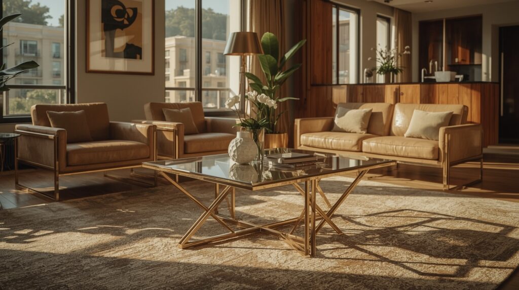 From the 1960s through the 1980s, the vintage brass and glass coffee table emerged as a small icon of modern luxury—proof that a living room could feel both airy and expensive. Its origins sit at the crossroads of postwar modernism and a growing appetite for “hotel-like” domestic interiors: transparent glass tops borrowed the visual lightness of modern design, while polished brass frames supplied warmth and status in a way chrome never could. Brass became the decorative metal of choice in many 1970s and 1980s interiors because it read as glamorous without being fussy. It echoed the sunlit sheen of Hollywood Regency, the crisp geometry of Italian modernism, and the aspirational look of high-rise apartments furnished to suggest cosmopolitan ease. In construction, authentic period examples tend to share telling features: substantial weight, thick tempered glass (often with softly rounded edges), and brass bases built from clean, geometric lines—sometimes square or rectangular with stretcher bars, sometimes oval, and occasionally more sculptural forms that flirt with Art Deco revival. Collectors quickly learn that vintage pieces differ from modern reproductions in the hand as much as in the eye. Older tables often show honest patina—subtle darkening at joints, fine surface wear where hands naturally rest—and hardware that reflects earlier manufacturing methods: solid screws and tight fittings rather than lightweight, plated components. Watch for uneven aging that looks “lived with,” not artificially antiqued, and check stability: wobble can signal fatigued joints or later repairs. Condition issues are common and manageable—scratched glass, tarnished brass, and loosened frames—but restoration should be conservative. Clean brass gently to avoid stripping original lacquer; an over-polished surface can erase the very finish that confirms age and value. Today, a vintage brass and glass coffee table is styled as a deliberate contrast: paired with bouclé seating, minimalist sofas, or richly colored textiles to let its reflective surfaces do the historical talking. Demand remains strong for well-preserved examples, with values typically ranging from a few hundred dollars for simpler forms to several thousand for designer-attributed or exceptional sculptural bases—especially when glass and frame remain original, intact, and beautifully time-worn.