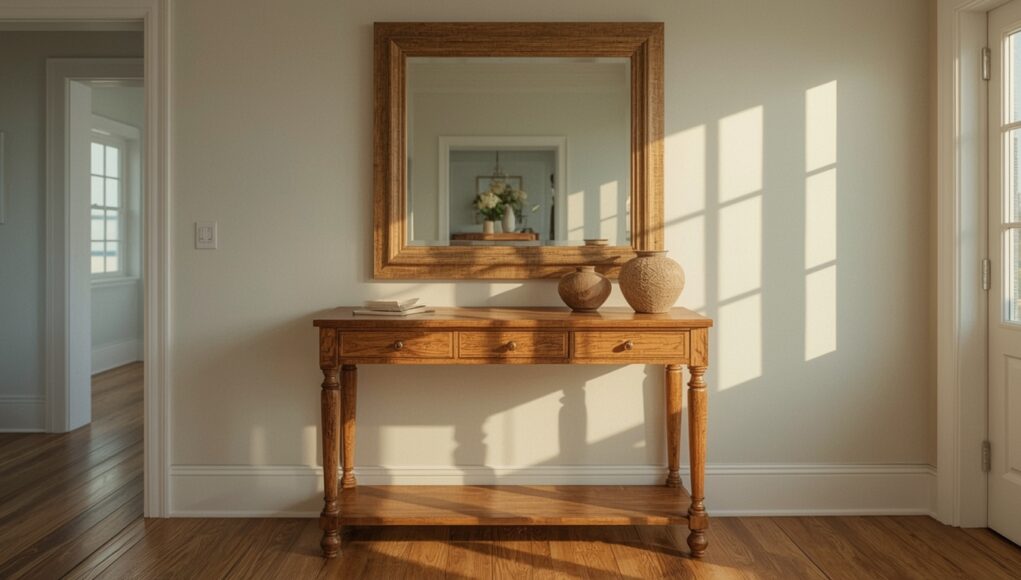 This Antique Oak Console Table Trick Makes Any Entryway Look Expensive This Antique Oak Console Table Trick Makes Any Entryway Look Expensive