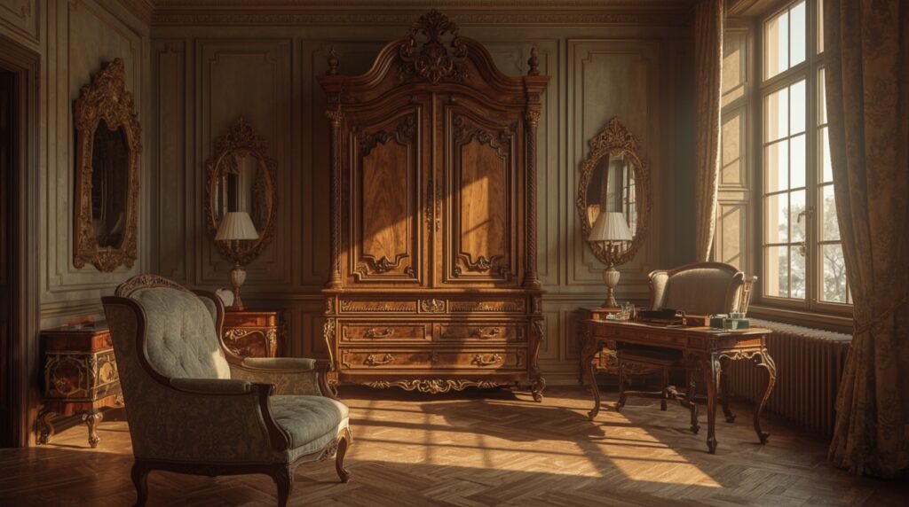 Lucid Realism retro style photography of Ultra realistic edito 0 16 - Grand Boudoir How to price antique furniture without guessing: uncover the hidden details appraisers use to spot value, avoid scams, and sell for more.
