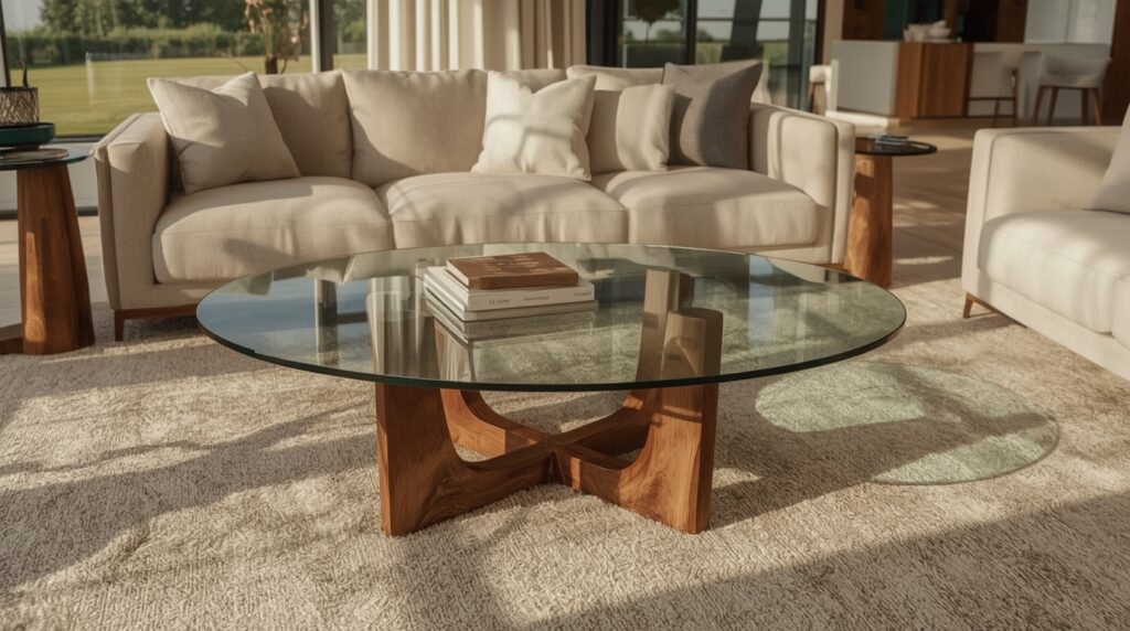Lucid Realism retro style photography of Ultra realistic luxur 0 - Grand Boudoir Sunlit glass, timeworn wood, and a story in every scratch—discover why this vintage coffee table is the missing piece your room craves.