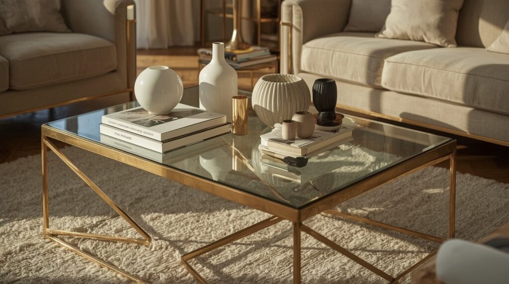 From the 1960s through the 1980s, the vintage brass and glass coffee table emerged as a small icon of modern luxury—proof that a living room could feel both airy and expensive. Its origins sit at the crossroads of postwar modernism and a growing appetite for “hotel-like” domestic interiors: transparent glass tops borrowed the visual lightness of modern design, while polished brass frames supplied warmth and status in a way chrome never could. Brass became the decorative metal of choice in many 1970s and 1980s interiors because it read as glamorous without being fussy. It echoed the sunlit sheen of Hollywood Regency, the crisp geometry of Italian modernism, and the aspirational look of high-rise apartments furnished to suggest cosmopolitan ease. In construction, authentic period examples tend to share telling features: substantial weight, thick tempered glass (often with softly rounded edges), and brass bases built from clean, geometric lines—sometimes square or rectangular with stretcher bars, sometimes oval, and occasionally more sculptural forms that flirt with Art Deco revival. Collectors quickly learn that vintage pieces differ from modern reproductions in the hand as much as in the eye. Older tables often show honest patina—subtle darkening at joints, fine surface wear where hands naturally rest—and hardware that reflects earlier manufacturing methods: solid screws and tight fittings rather than lightweight, plated components. Watch for uneven aging that looks “lived with,” not artificially antiqued, and check stability: wobble can signal fatigued joints or later repairs. Condition issues are common and manageable—scratched glass, tarnished brass, and loosened frames—but restoration should be conservative. Clean brass gently to avoid stripping original lacquer; an over-polished surface can erase the very finish that confirms age and value. Today, a vintage brass and glass coffee table is styled as a deliberate contrast: paired with bouclé seating, minimalist sofas, or richly colored textiles to let its reflective surfaces do the historical talking. Demand remains strong for well-preserved examples, with values typically ranging from a few hundred dollars for simpler forms to several thousand for designer-attributed or exceptional sculptural bases—especially when glass and frame remain original, intact, and beautifully time-worn.