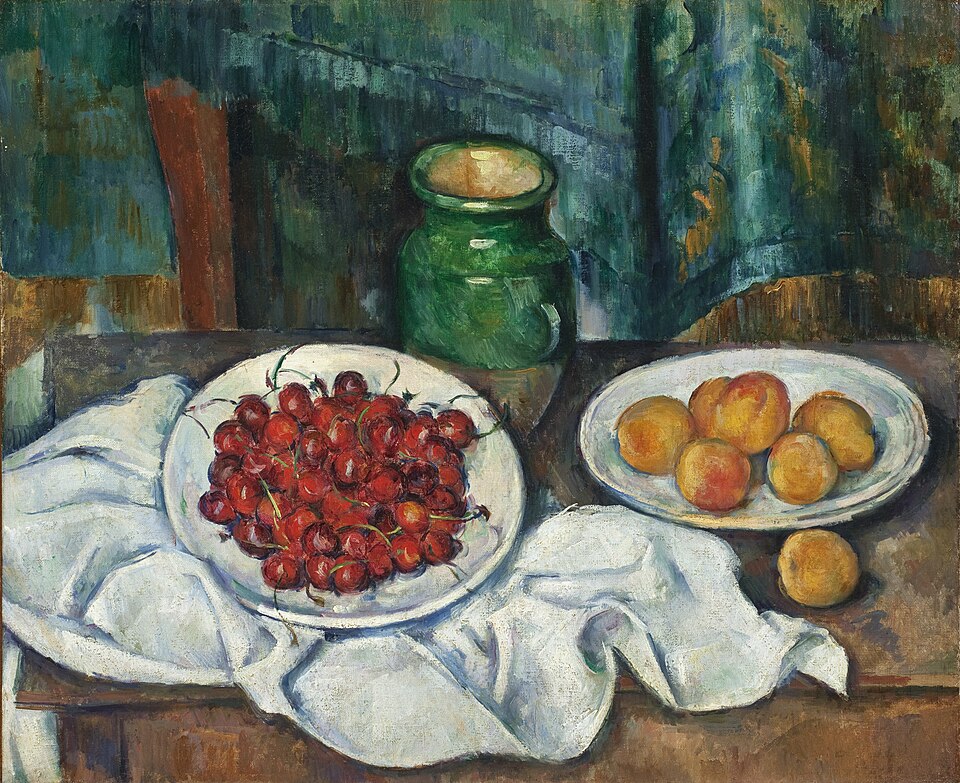 In Paul Cézanne’s still life paintings, humble apples, bottles, and folded linens become a laboratory for modern vision. Returning to still life throughout his career, Cézanne found in these quiet arrangements a subject that would not move, argue back, or flatter the eye—only reveal its structure with time. He abandoned the smooth certainties of traditional realism and instead staged a subtle crisis of space: tabletops tip forward, perspectives refuse to align, and every plate or fruit bowl seems carefully weighed against its neighbor as if composition were a form of archaeology. These works are built less by chiaroscuro than by patches of color and disciplined brushstrokes that model volume through modulation, not illusion. In masterpieces such as *The Basket of Apples* and *Still Life with Apples and a Pot of Primroses*, the familiar becomes strange and newly authoritative—geometry emerging from pears, tension rising from a rumpled cloth. It is precisely this measured instability that later captivated Picasso and Braque, who recognized in Cézanne’s fruit a bridge between classical order and the coming fracture of Cubism. Today, anchored in major museum collections and coveted on the art market, Cézanne’s still lifes remain a turning point: antiques of everyday life that quietly invented modern abstraction.