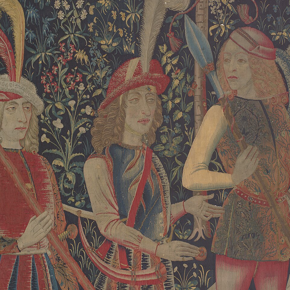 The Hunters Enter the Woods from the Unicorn Tapestries MET DP100989 - Grand Boudoir The Hunters Enter the Woods