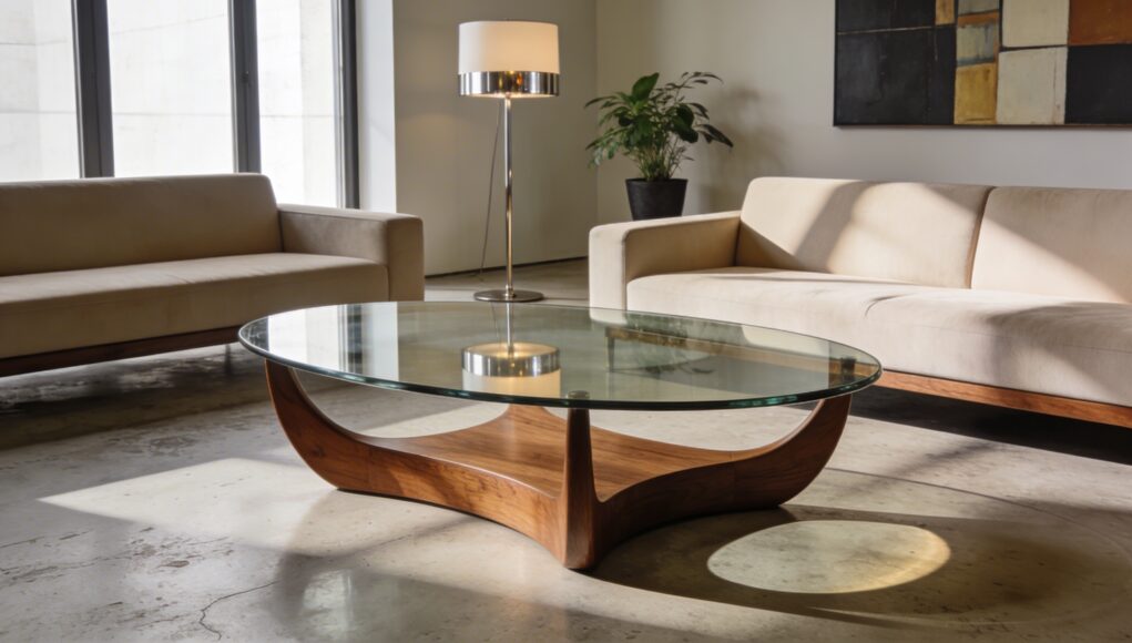 This Vintage Wood and Glass Coffee Table Makes Any Room Look Expensive This Vintage Wood and Glass Coffee Table Makes Any Room Look Expensive