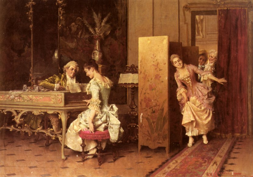 Adriano Cecchi 1850 1936 Rococo scene - Grand Boudoir Adriano Cecchi 1850-1936 Rococo scen