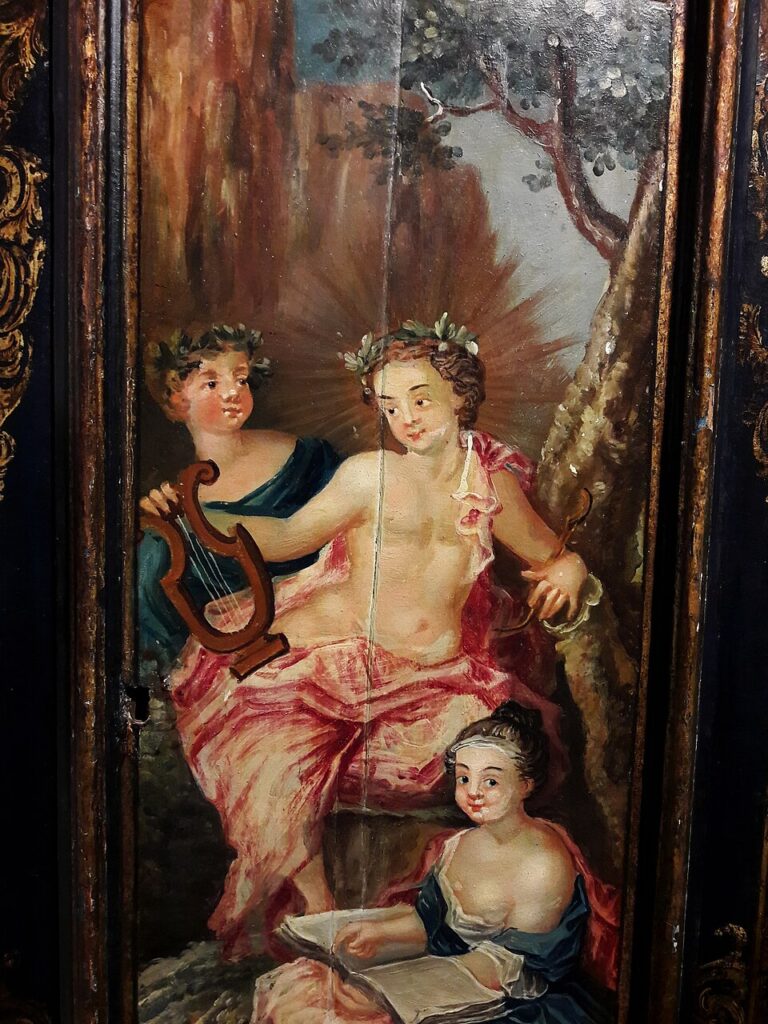 Poland Rococo longcase clock with Apollo detail 04 - Grand Boudoir Poland Rococo longcase clock with Apollo