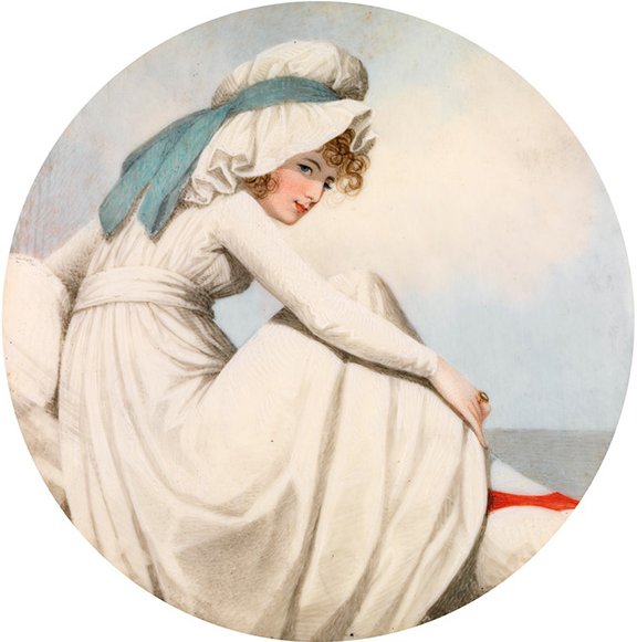 Portrait of a Young Lady Seated on a Sea-wall' by Adam Buck