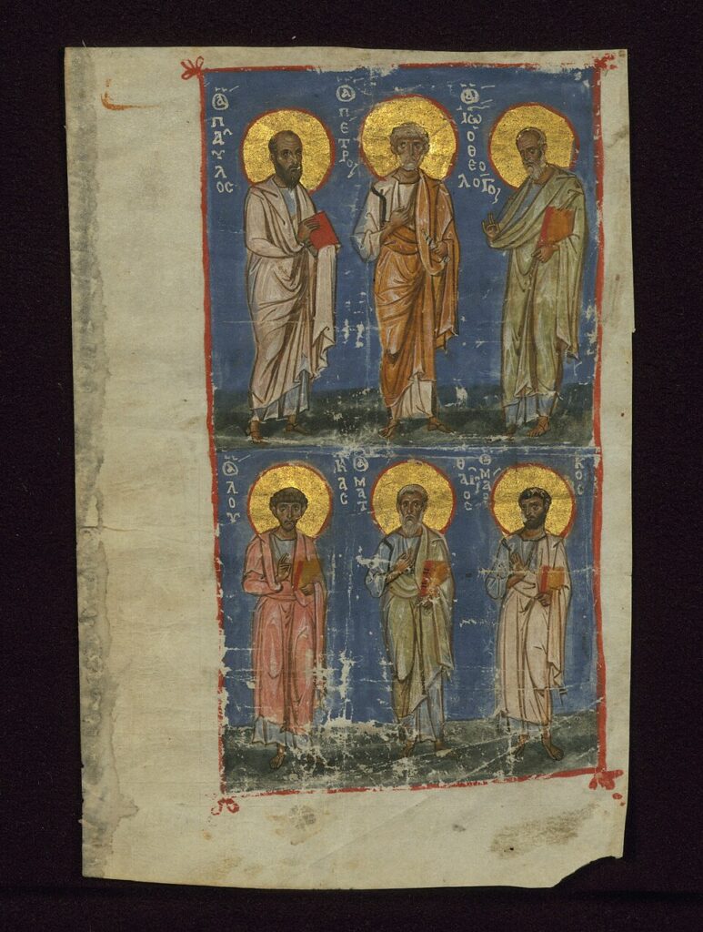 The Four Evangelists and Two Apostles, The four evangelists and the two chief apostles, Walters Manuscript W.530.C, fol. 211r