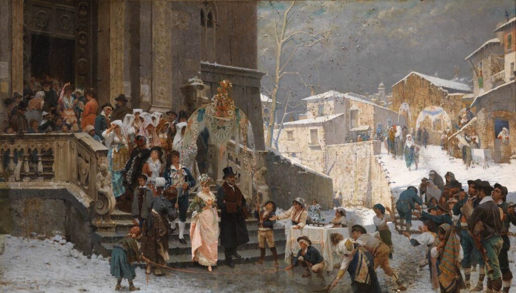 Museum Archivists Uncovered This Secret About Antique Bridal Gowns Wedding in Basilicata (1877), by Giacomo Di Chirico