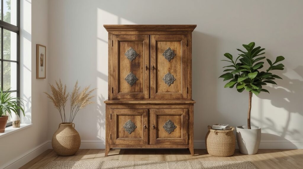 lucid realism exquisite macro photography closeup of Ultra realistic Pinterest style modern ru 0 - Grand Boudoir Why Antique Pie Safe Cabinets Are Suddenly So Valuable (And How to Spot One)