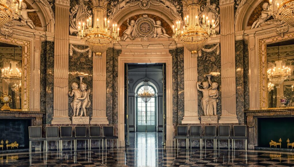Where Desire Learned to Curve: The Secret Psychology of Rococo Lines room, castle, ballroom, historical, reflection, chandelier, noble, pomp, baroque, rococo, residence, shine, gloria, ballroom, ballroom, ballroom, ballroom, ballroom