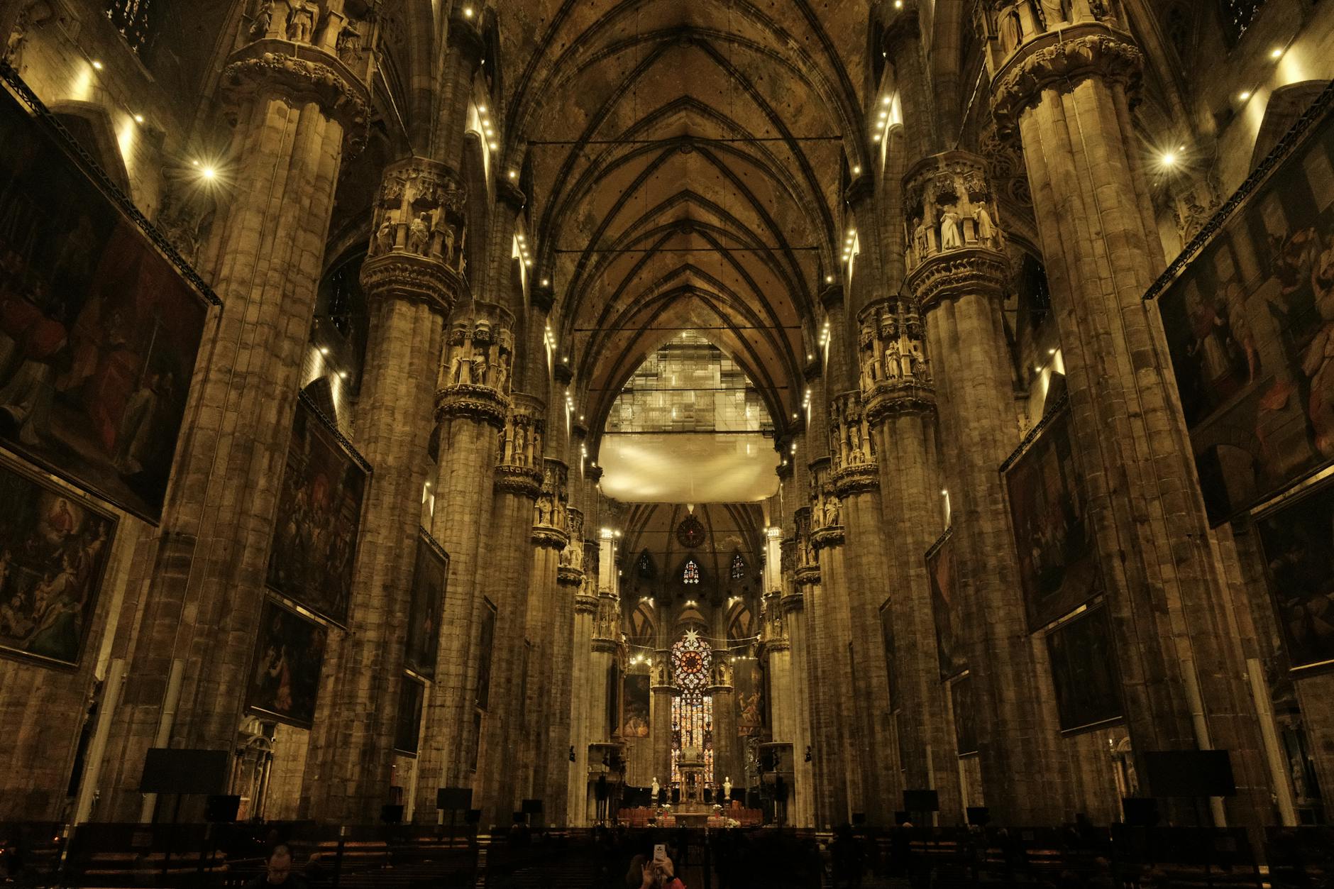 The Hidden Psychology of Gothic Cathedrals 3 - Grand Boudoir Explore the grandeur of a Gothic cathedral's ornate architecture with intricate details and stained glass.