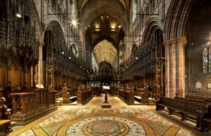 Cathedrals of Shadow and Light: The Enduring Spell of Gothic Awe Capture of Chester Cathedral's intricate Gothic architecture and historic charm.