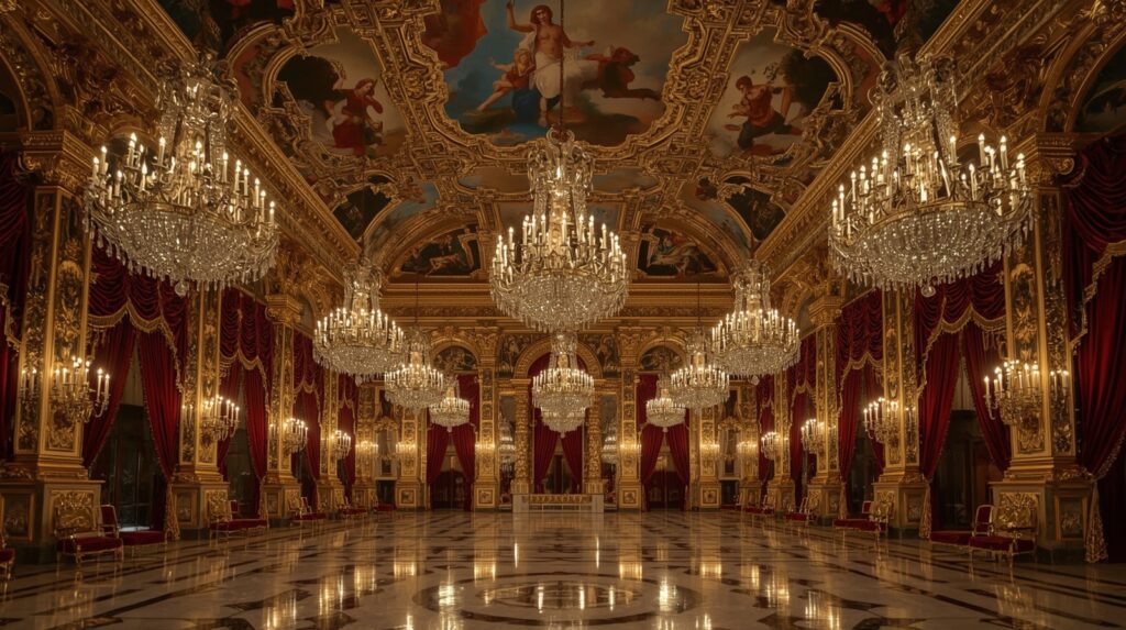 lucid realism long exposure time photography of Ultra realistic Pinterest style Baroque palace 01 - Grand Boudoir Step inside Europe’s most charged rooms, where Baroque thunders, Rococo whispers, and every gilded curve hides a secret about power and desire