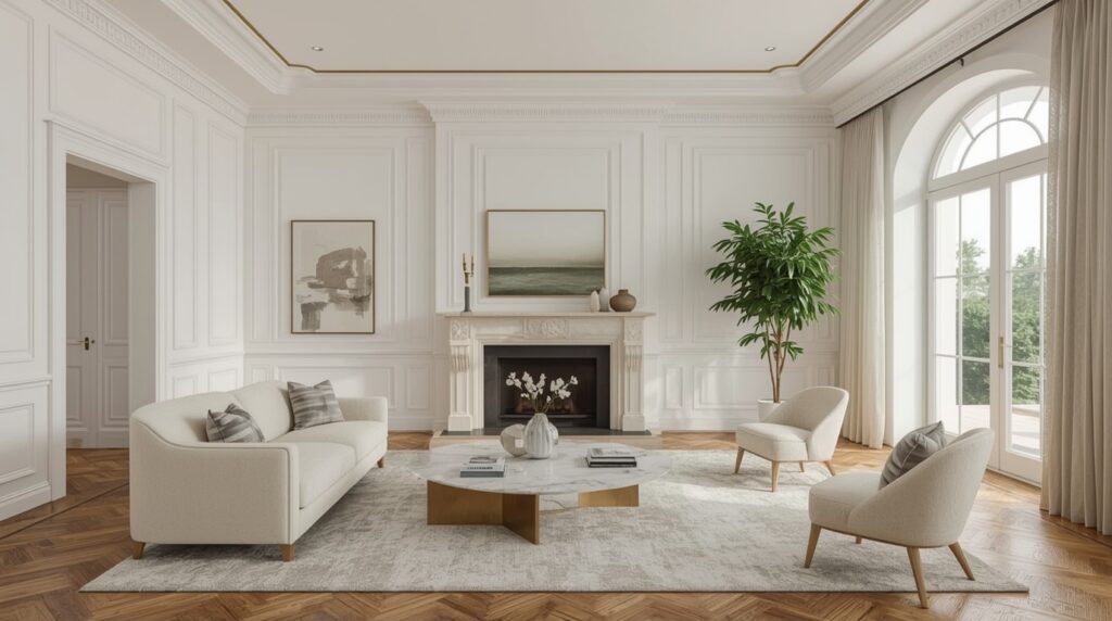 lucid realism long exposure time photography of Ultra realistic bright Pinterest style modern 1 - Grand Boudoir Modern classic interior design has become one of the most searched interior styles because it solves a problem many homeowners face: how to create spaces that feel elegant and expensive without becoming outdated after a few years.