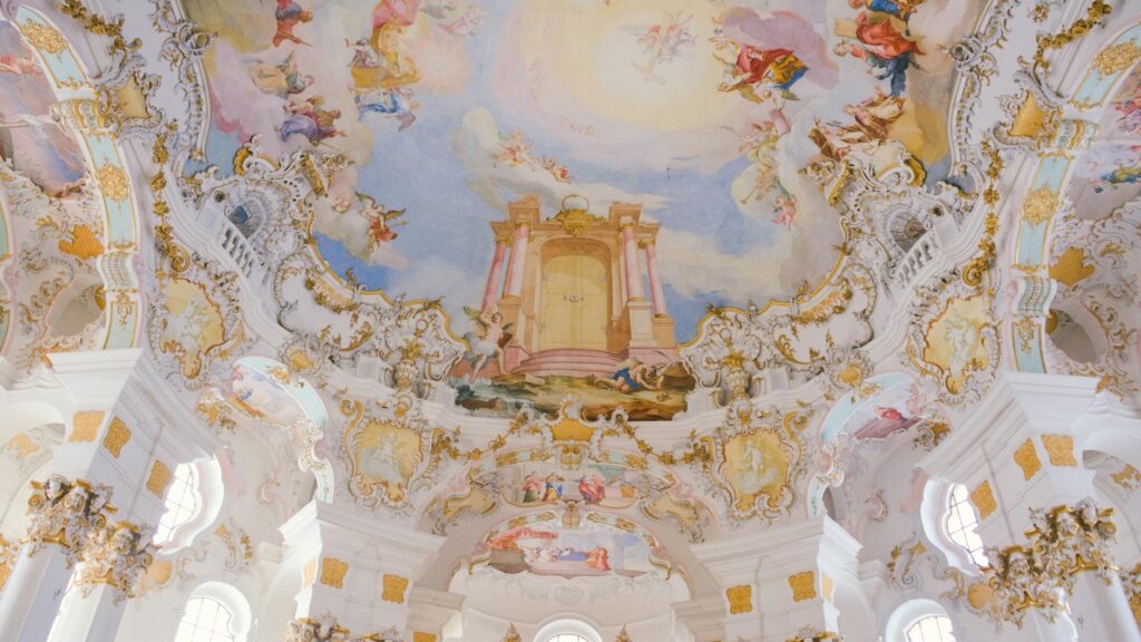 rococo room 2 - Grand Boudoir Intricate fresco and ornate designs on the ceiling of Steingaden Church, BY, Germany.