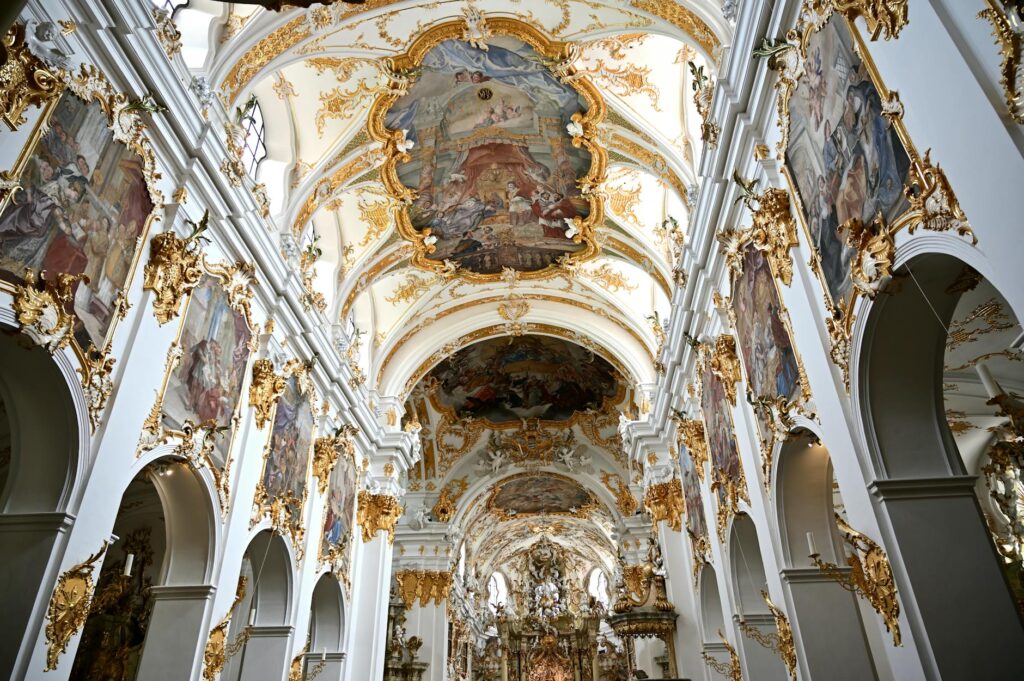 rococo room 5 - Grand Boudoir Intricate Baroque art and stunning ceiling paintings inside a Bavarian basilica.
