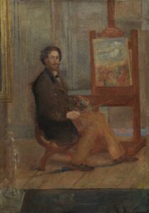 Ensor voor zijn schildersezel James Ensor 1890 Koninklijk Museum voor Schone Kunsten Antwerpen 2809.001 - Grand Boudoir James Ensor (1860–1949) is one of Belgium’s most original and provocative painters. Celebrated for his startling mixtures of the grotesque and the comic, Ensor created a singular visual language centered on masks, skeletons, and carnival motifs that challenged bourgeois norms and presaged major twentieth-century movements such as Expressionism and Surrealism. His work is notable for its bold use of color, fluid drawing, biting satire, and a dramatic synthesis of personal mythology with public critique. For collectors, curators, and historians of art and antiques, Ensor occupies a pivotal position: a late-19th-century outsider whose radical imagination came to be recognized, preserved, and avidly sought in the decades after World War I.