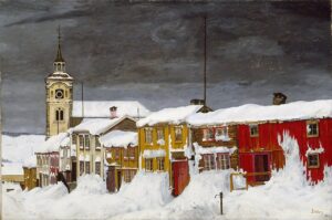 Harald Sohlberg Street in Roros in Winter Google Art Project - Grand Boudoir Harald Sohlberg