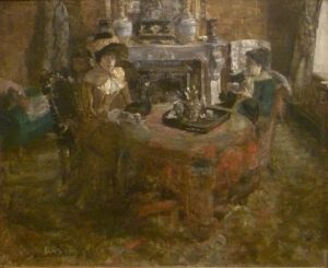 James Ensor 1881 Namiddag in Oostende 001 - Grand Boudoir James Ensor (1860–1949) is one of Belgium’s most original and provocative painters. Celebrated for his startling mixtures of the grotesque and the comic, Ensor created a singular visual language centered on masks, skeletons, and carnival motifs that challenged bourgeois norms and presaged major twentieth-century movements such as Expressionism and Surrealism. His work is notable for its bold use of color, fluid drawing, biting satire, and a dramatic synthesis of personal mythology with public critique. For collectors, curators, and historians of art and antiques, Ensor occupies a pivotal position: a late-19th-century outsider whose radical imagination came to be recognized, preserved, and avidly sought in the decades after World War I.