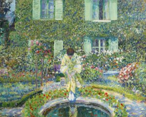 The Garden Pool by Frederick Carl Frieseke c. 1913 - Grand Boudoir Frederick Carl Frieseke (1874–1939) stands among the most distinguished American painters associated with the Giverny colony and the broader movement of American Impressionism.