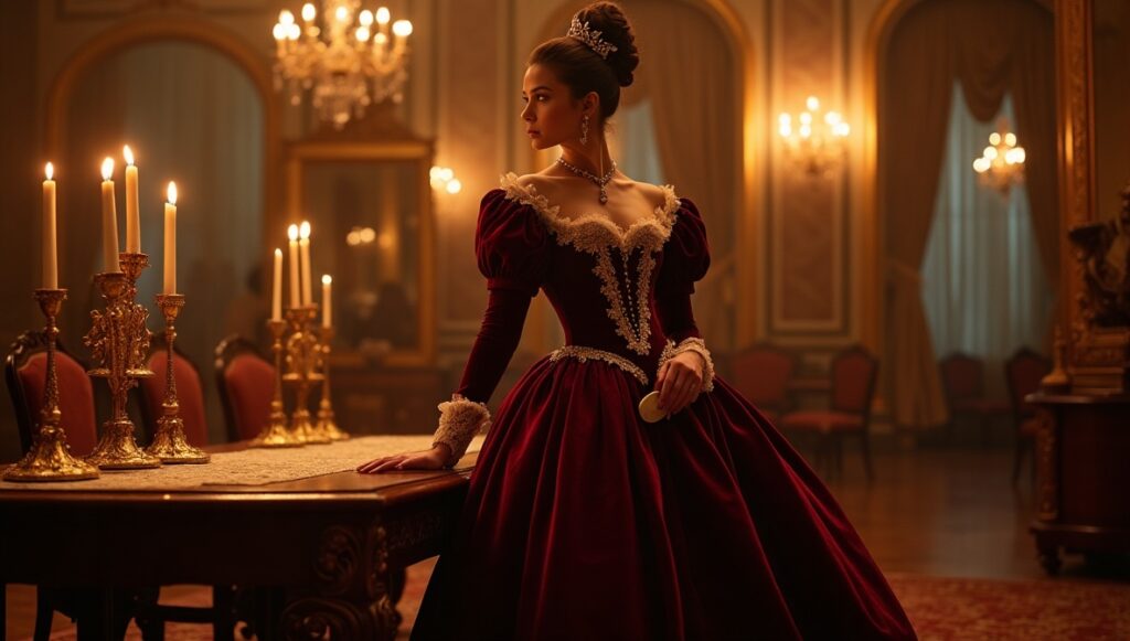 flux dev A cinematic portrait photograph of A hyper realistic full length editorial photo 2 - Grand Boudoir Victorian Formal Dresses Are Back: The Elegance Trend You Must See