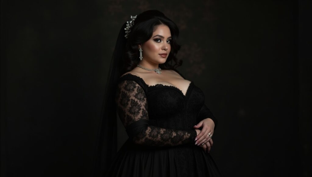 flux dev Fashion portrait photography of Ultra realistic fashion editorial portrait of a 1 - Grand Boudoir Goth Wedding Dress Ideas That Turn Dark Fantasy Into Breathtaking Reality