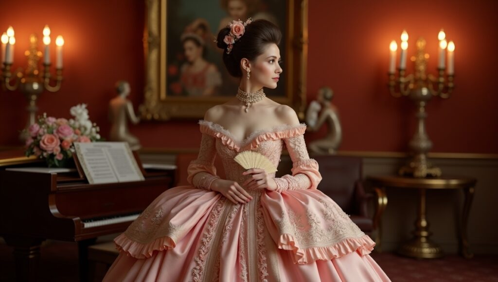flux dev a hyper realistic lush surreal raytraced render of A hyper realistic museum phot 2 - Grand Boudoir Step Inside the World of Victorian Party Dresses You’ve Never Seen