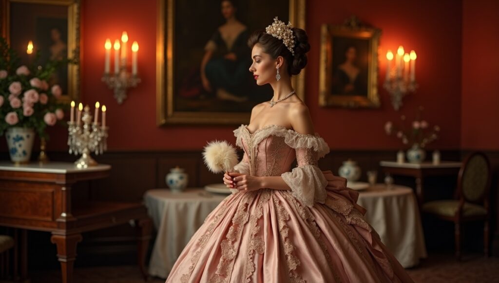 flux dev professional photo of A hyper realistic museum photography style full length por 1 - Grand Boudoir Step Inside the World of Victorian Party Dresses You’ve Never Seen
