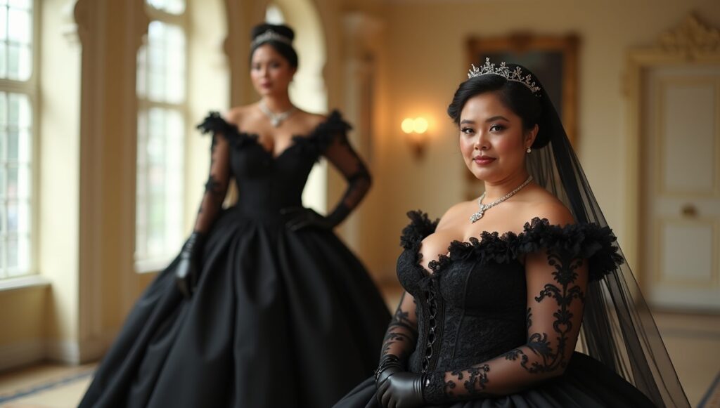 flux dev professional photo of Ultra realistic Vogue bridal fashion campaign featuring a 0 - Grand Boudoir Why Gothic Victorian Wedding Dresses Are the Dark Romance You Need