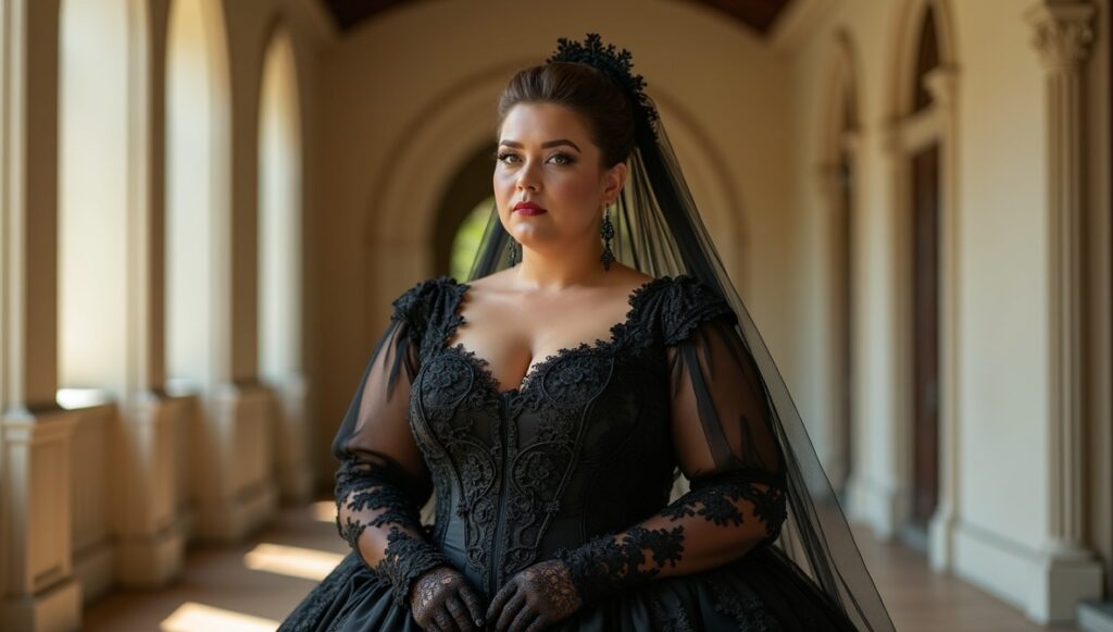 flux dev professional photo of Ultra realistic luxury bridal fashion editorial featuring 0 1 3 - Grand Boudoir Why Gothic Victorian Wedding Dresses Are the Dark Romance You Need