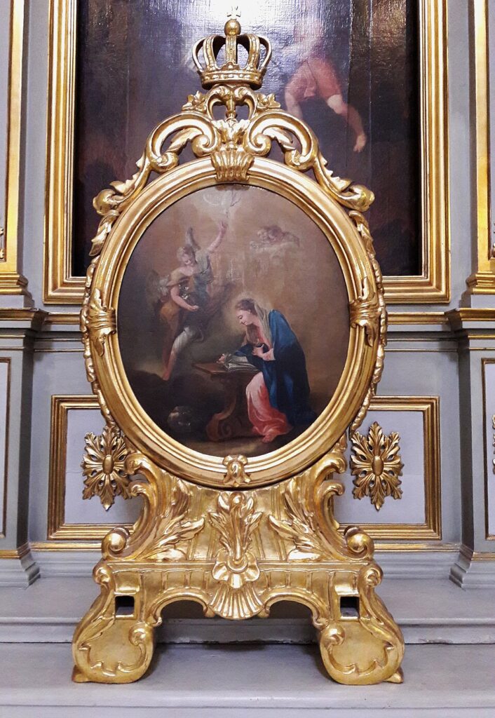 Anonymous Feretory with the Annunciation - Grand Boudoir Discover how a single rococo mirror can transform any room into a shimmering stage of drama, romance, and decadent old-world charm.