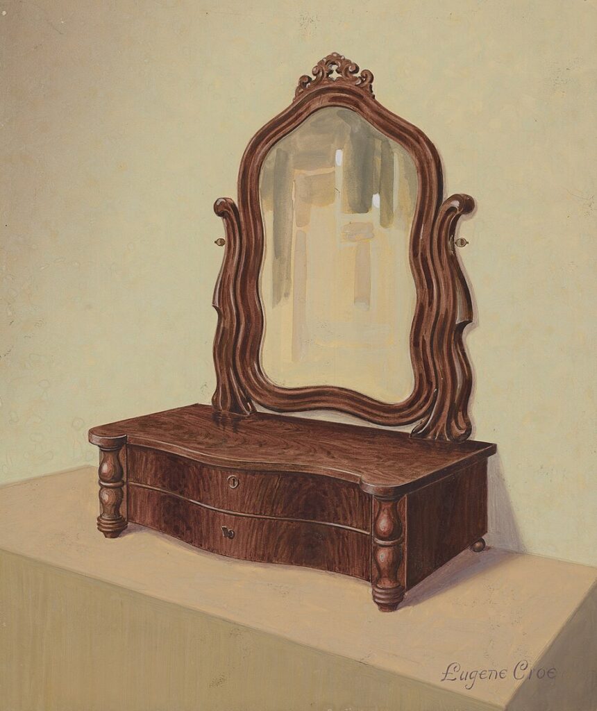 Eugene Croe Dressing glass c. 1936 NGA 17562 - Grand Boudoir Step back in time with a Victorian vintage vanity with mirror—discover the hidden details, history, and charm behind this timeless classic.