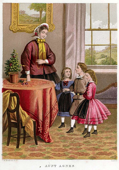 Lithography by Kronheim and Co for A Visit to Aunt by Agnes Agnes Giberne Aunt Agnes - Grand Boudoir Victorian Hairstyles You’ve Never Seen Before: Strange, Bold and Gorgeous
