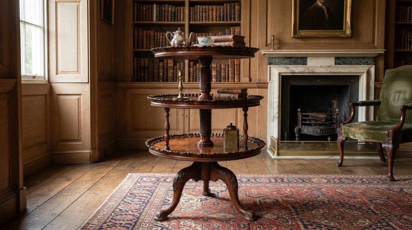 nano banana 2 lite a stunning illustration of Ultra realistic museum quality historical interior ph 0 1 - The Antique Pie Crust Table: Decoding the 3-Tier Elegance