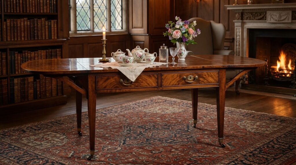 nano banana 2 lite a stunning illustration of Ultra realistic museum quality historical interior ph 01 - Grand Boudoir The Pembroke Table: Intimate Elegance in English Interiors